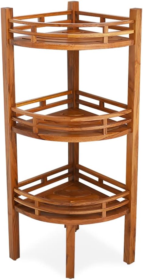 Natural Teak Corner Bath Shelf