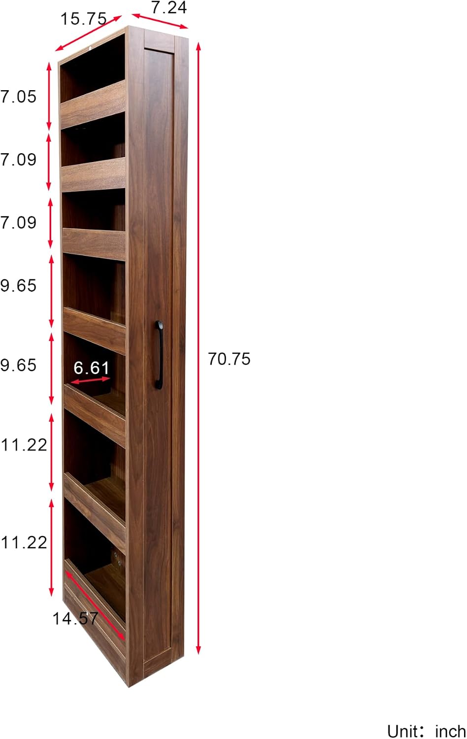 Walnut Rolling Pull Out Pantry Cabinet