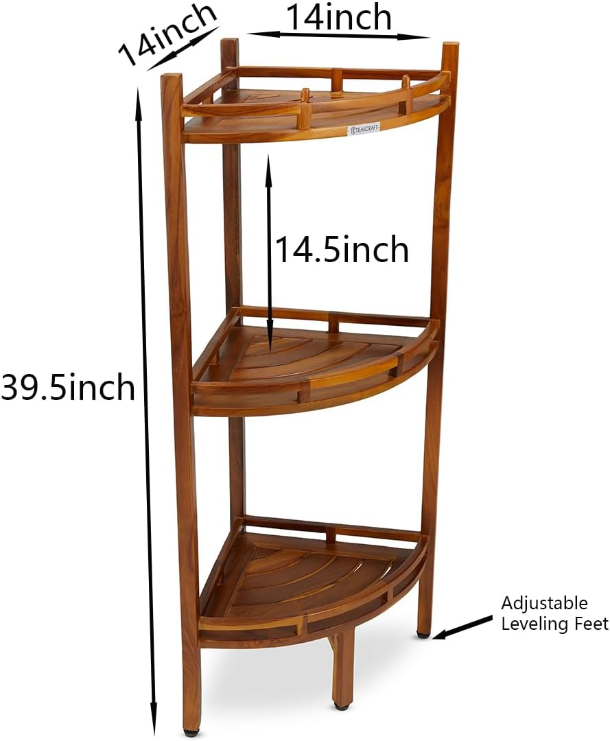 3-Tier Teak Corner Shower Shelf