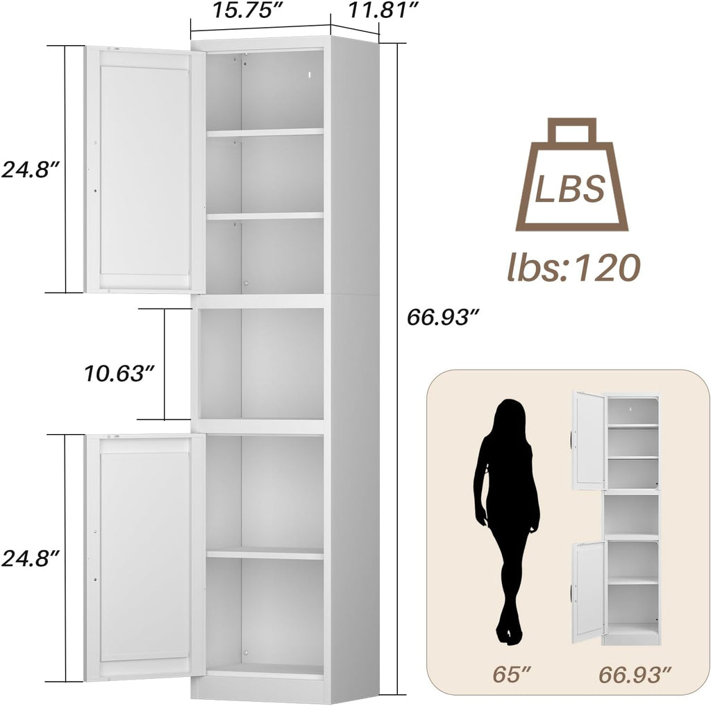 67in White Metal Slim Cabinet
