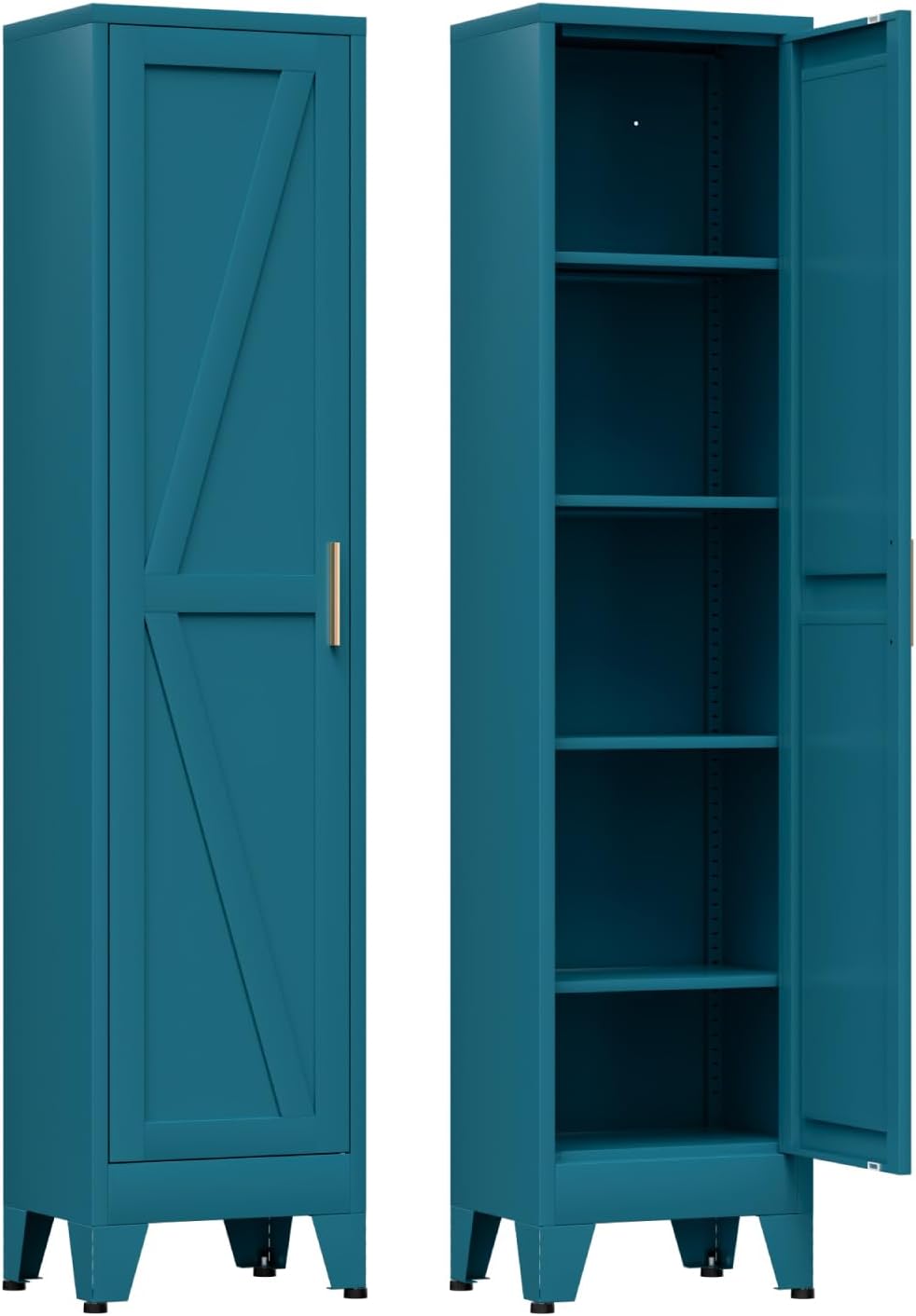 67in Blue Slim Storage Cabinet