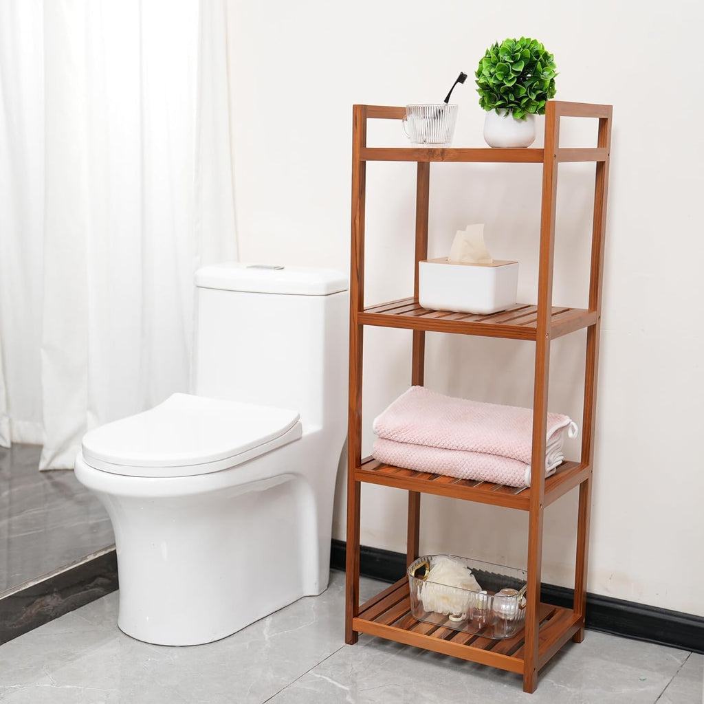 4-Tier Teak Freestanding Bath Shelf