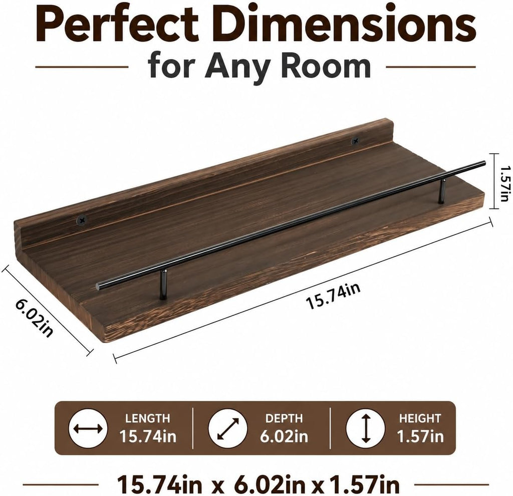 Set Of 3 Rustic Wall Floating Shelves