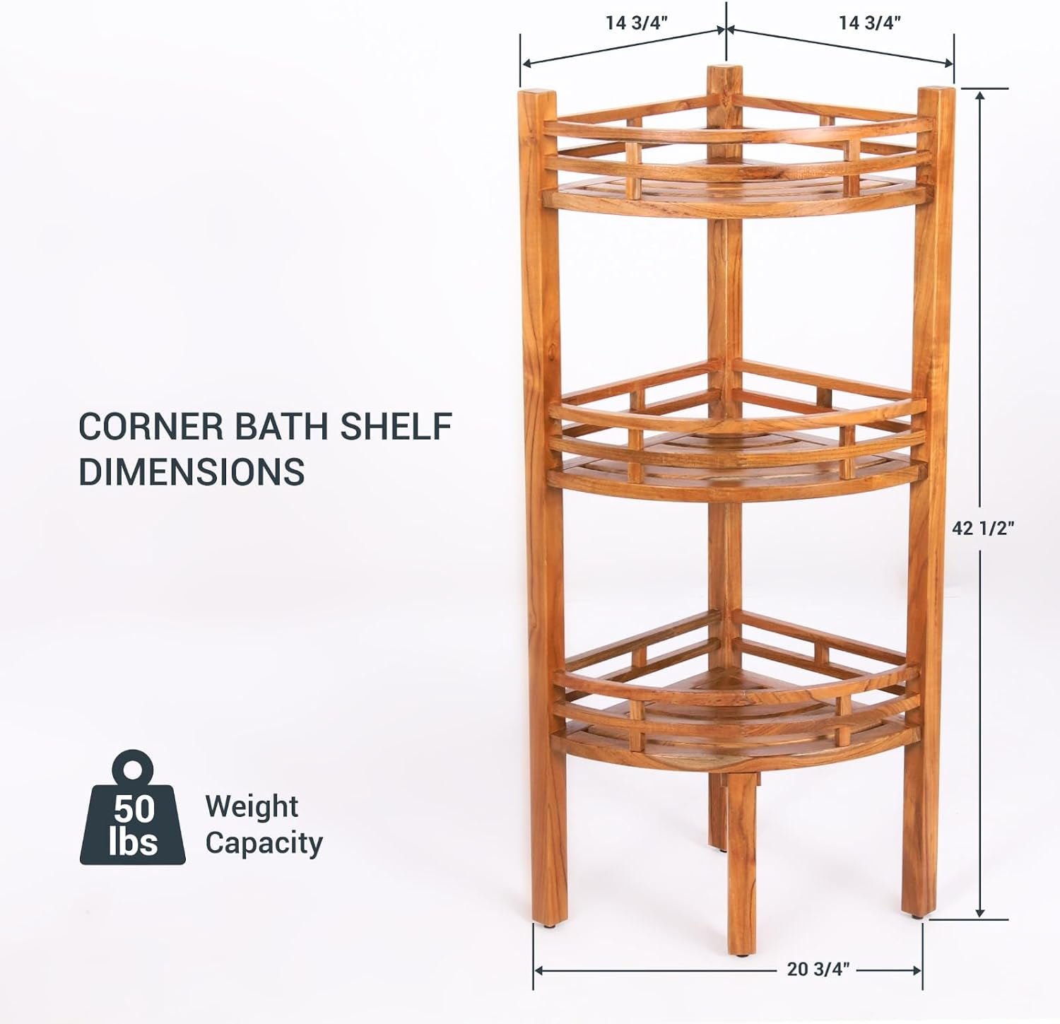 Natural Teak Corner Bath Shelf