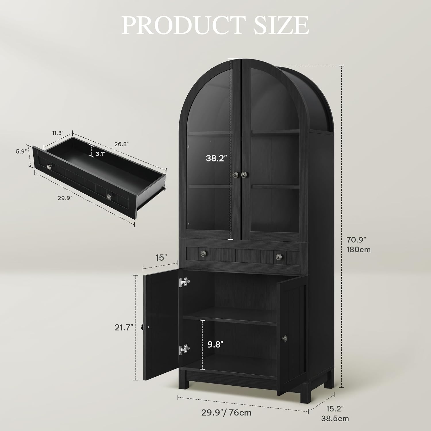 Black Oak Farmhouse Tall Pantry Cabinet