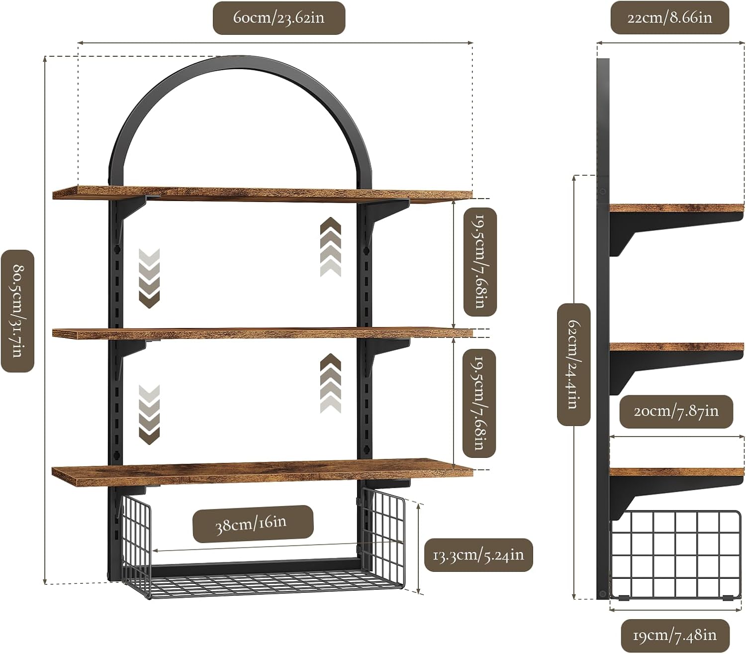 3-Tier Wall Mount Bathroom Shelf