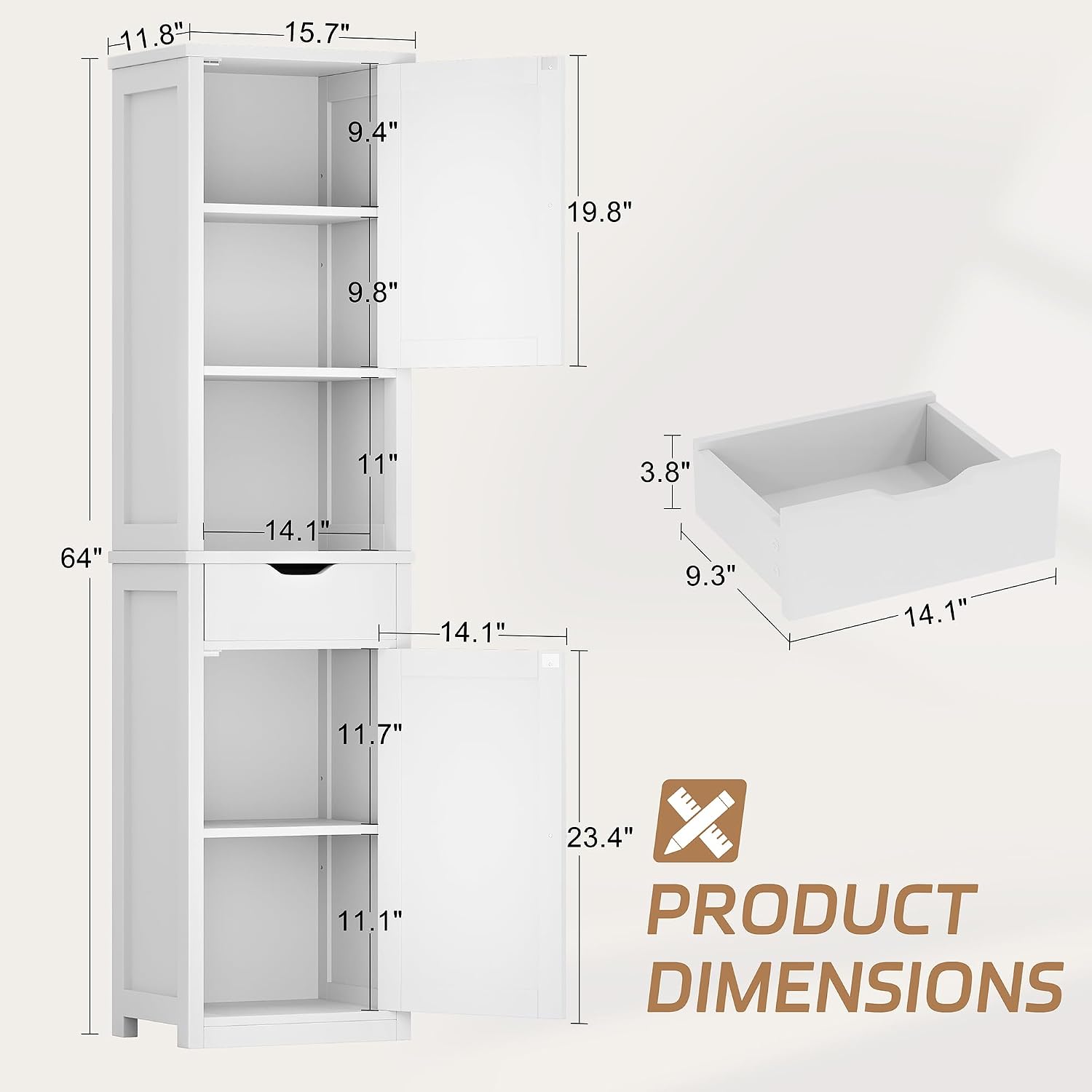 White Slim Corner Storage Cabinet