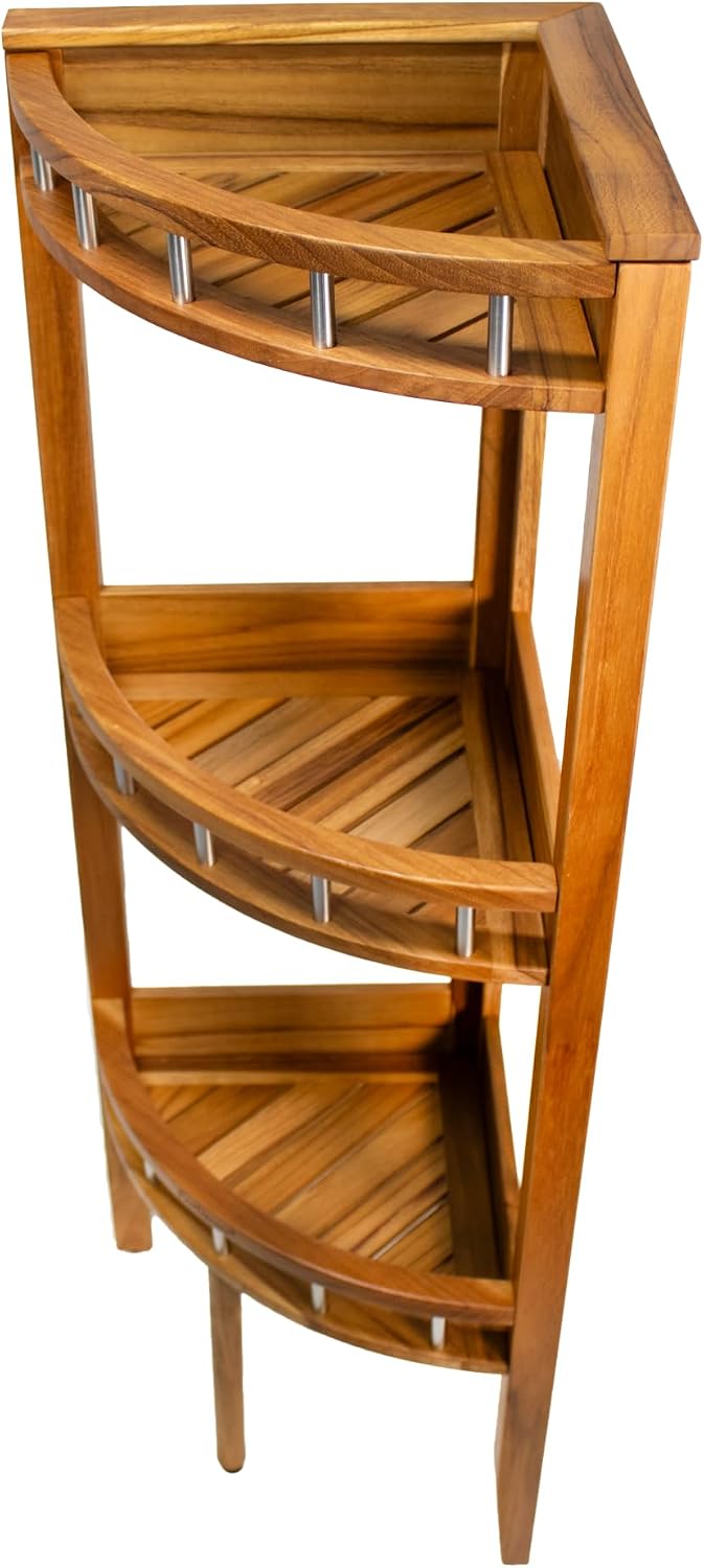 3-Tier Teak Corner Shower Shelf