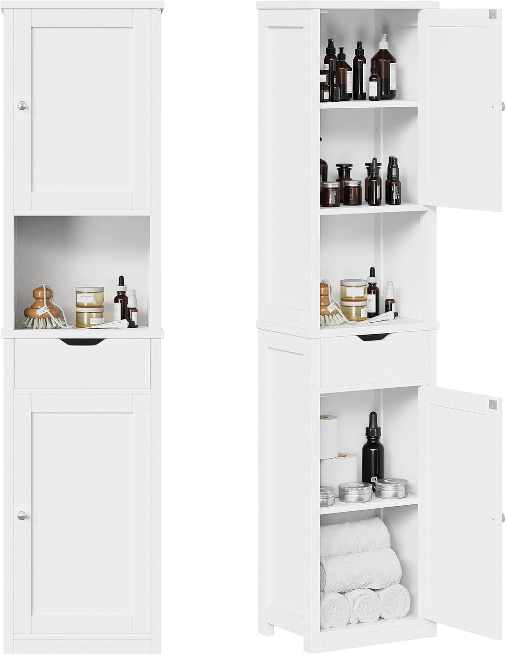 White Slim Corner Storage Cabinet