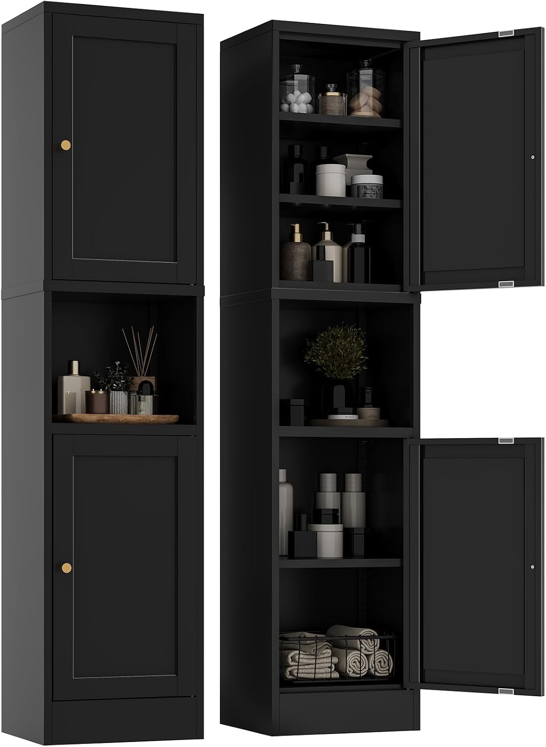 Black 2-Door Metal Slim Cabinet