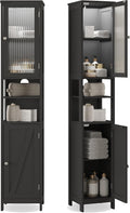 Black Lit Slim Tall Linen Cabinet