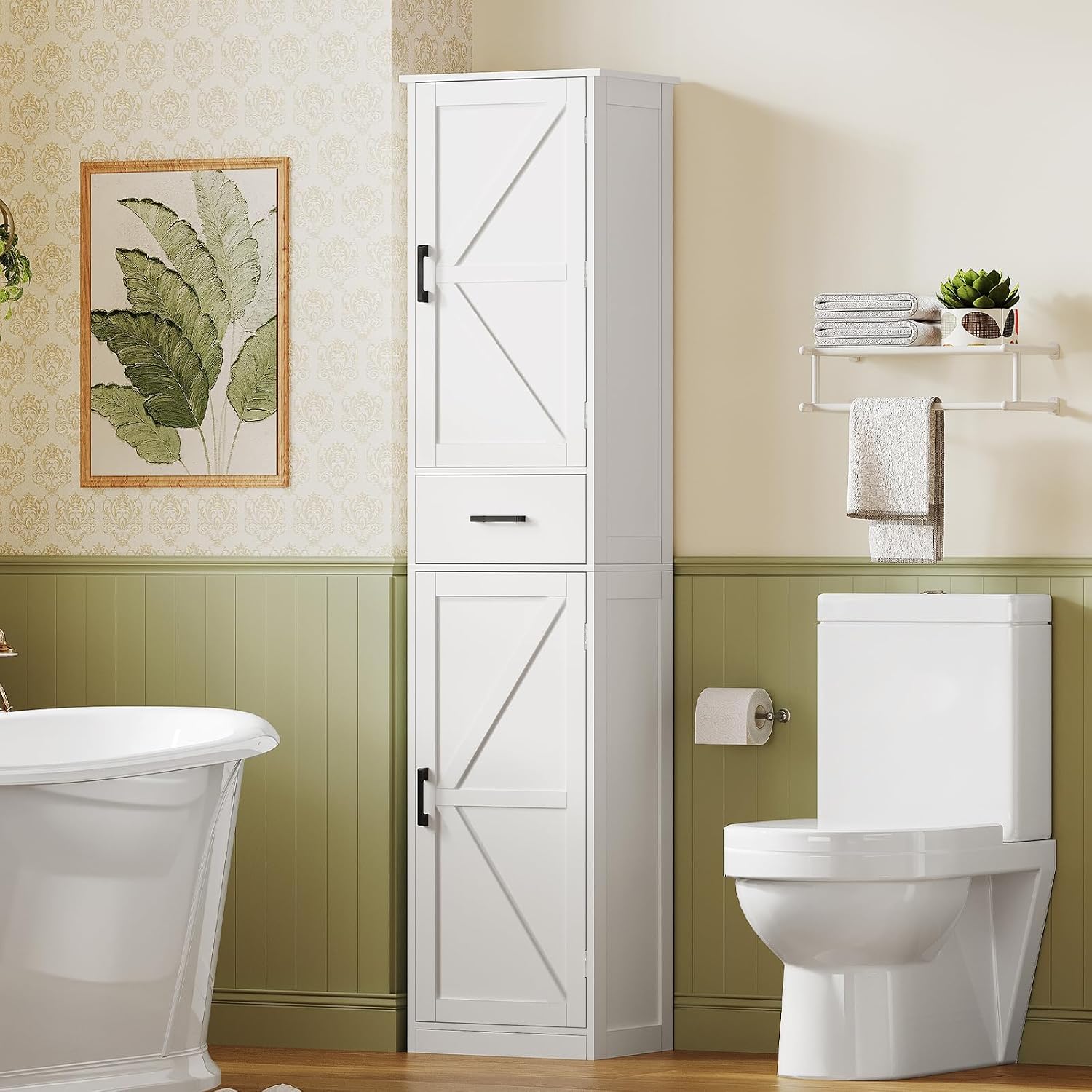 White Narrow Tall Storage Cabinet