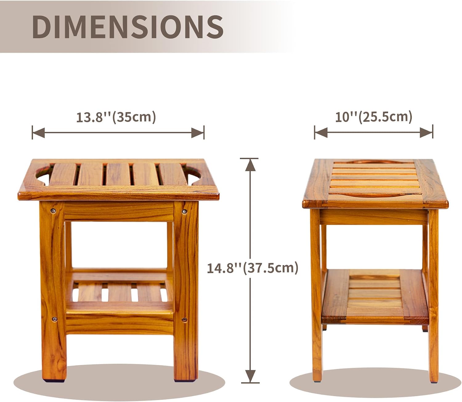 Teak 2-Tier Shower Bench Stool
