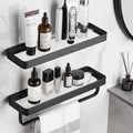2-Tier Black Glass Floating Shelves