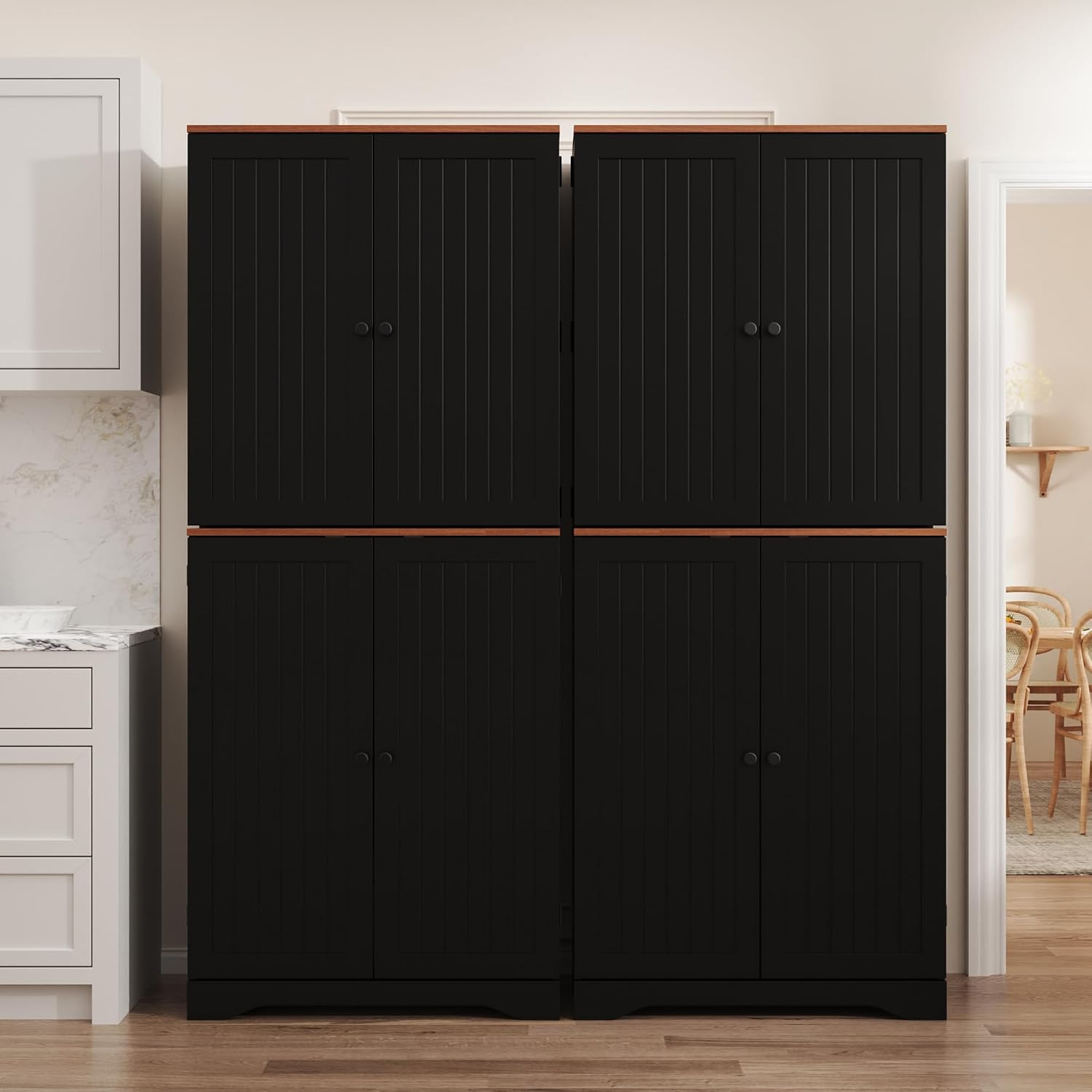 72in Black Farmhouse Pantry Cabinet