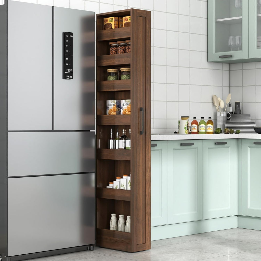 Walnut Pull Out Slim Storage Cart