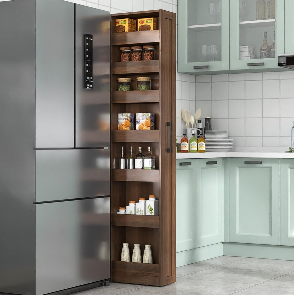 Walnut Pull Out Slim Storage Cart