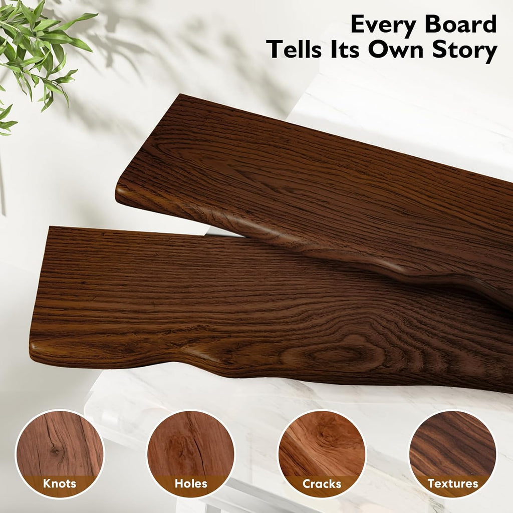 Set Of 2 Walnut Live Edge Floating Shelves