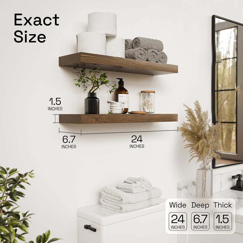 2-Pack Walnut Floating Shelves