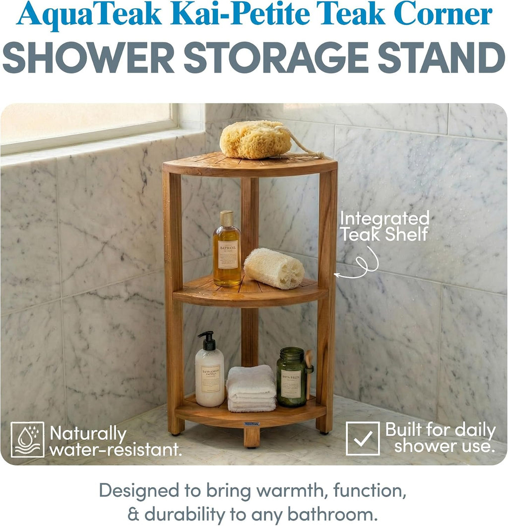 3-Tier Petite Kai Teak Corner Shelf