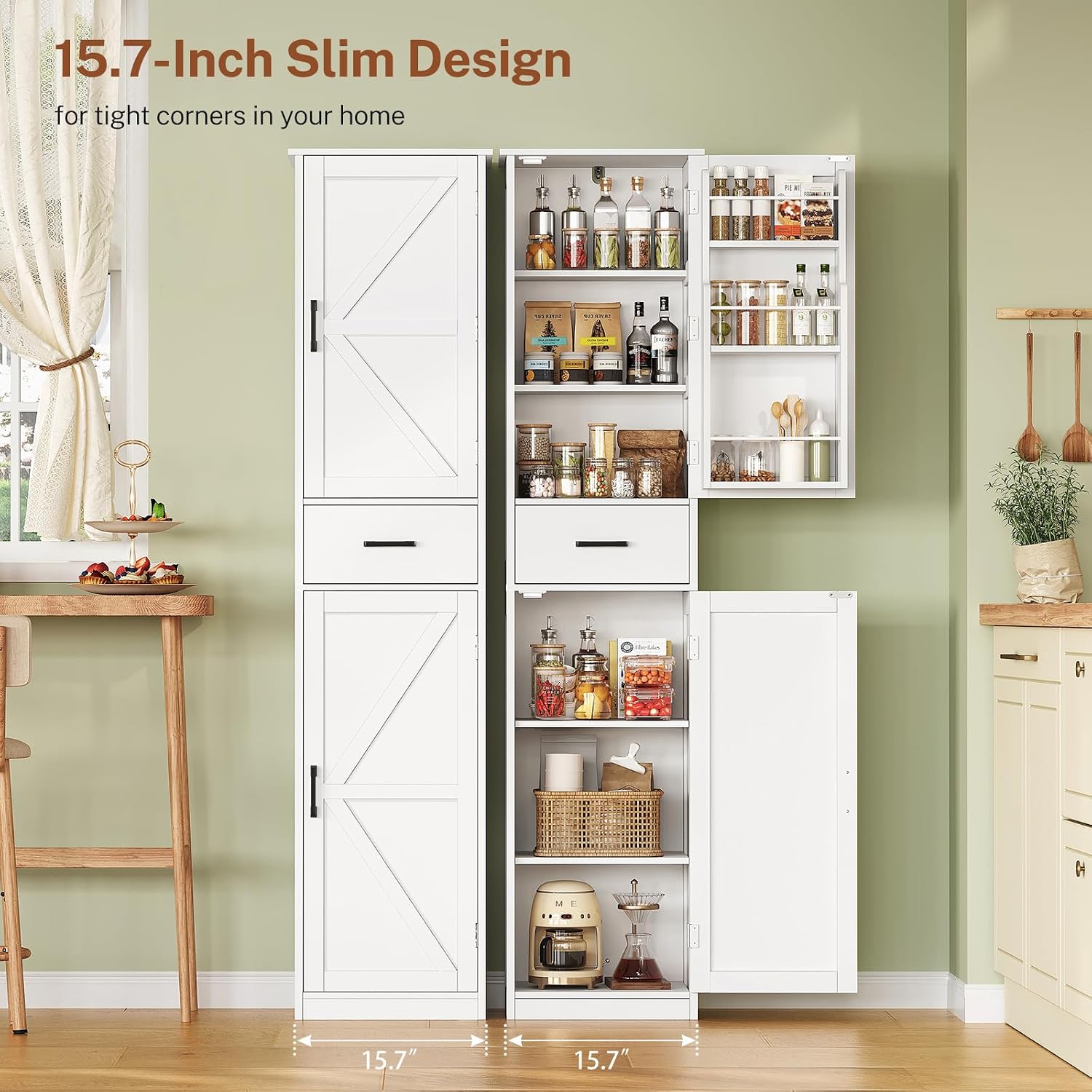 White Narrow Tall Storage Cabinet
