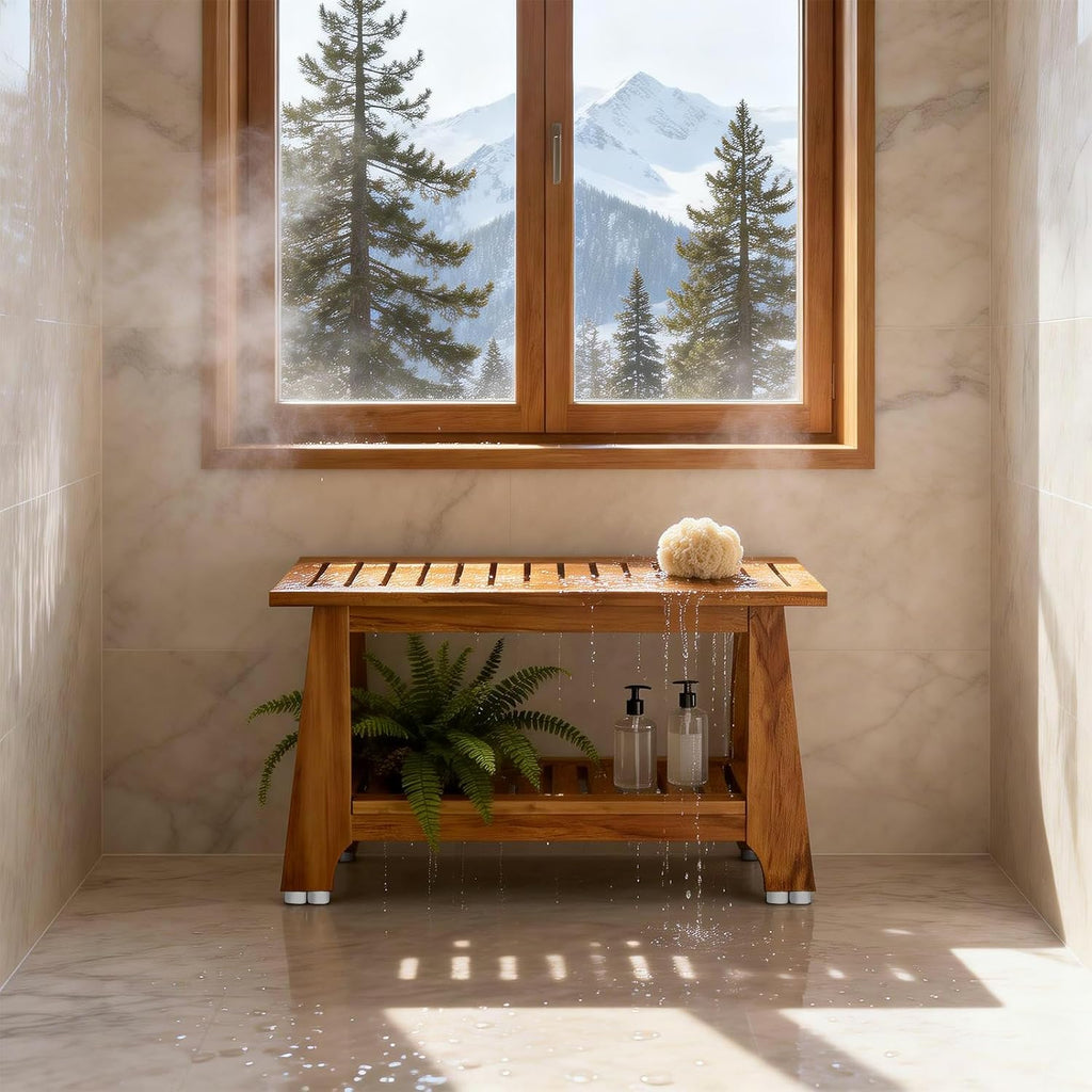Teak Shower Bench Stool