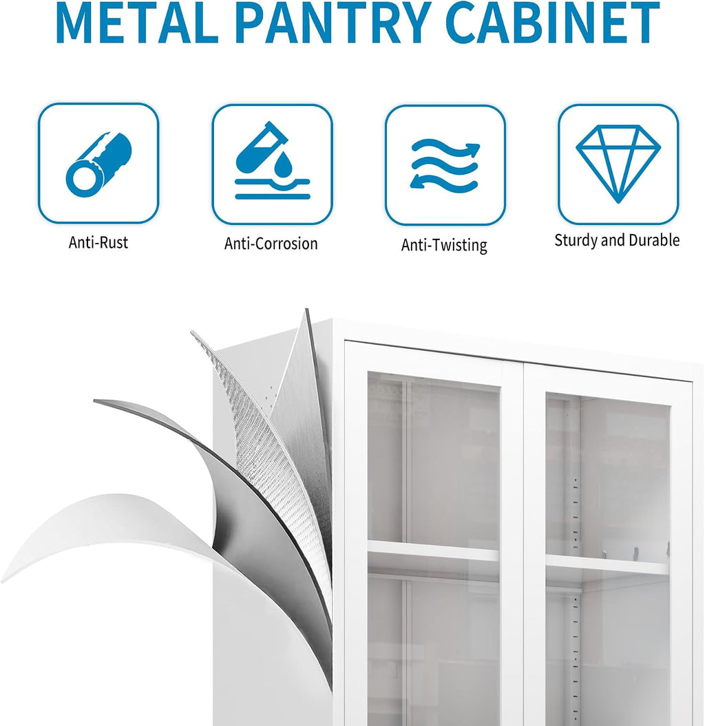 Steel Full Glass Tall Storage Cabinet