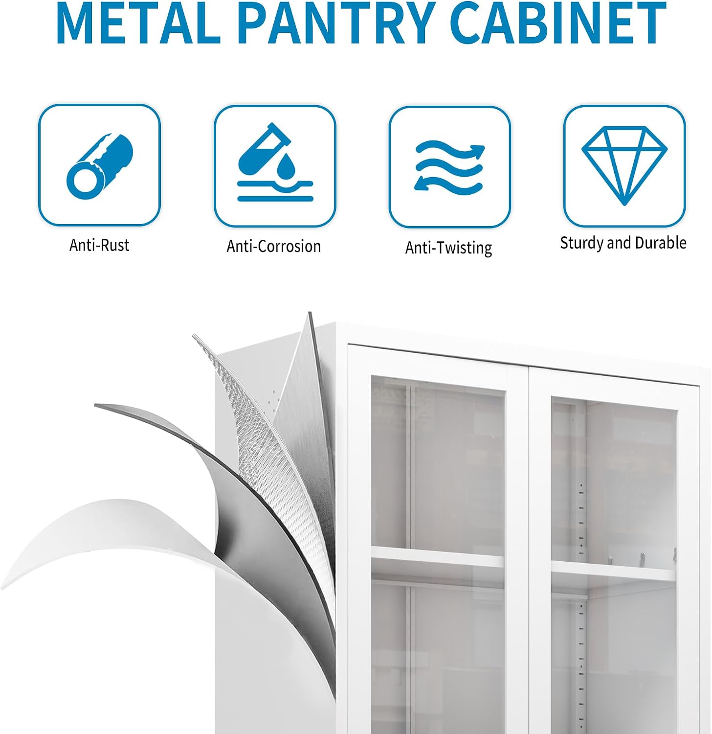 Steel Full Glass Tall Storage Cabinet