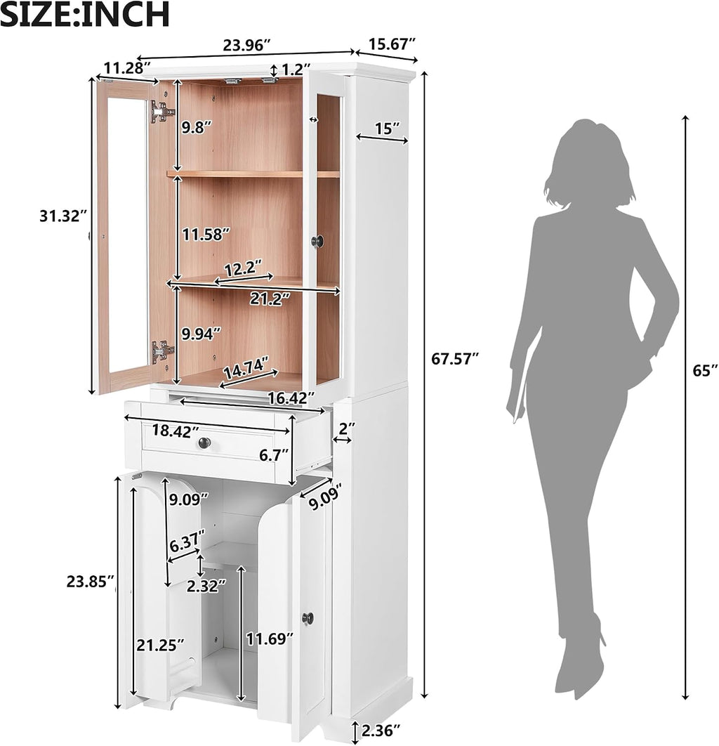 White Modern Tall Linen Storage Cabinet