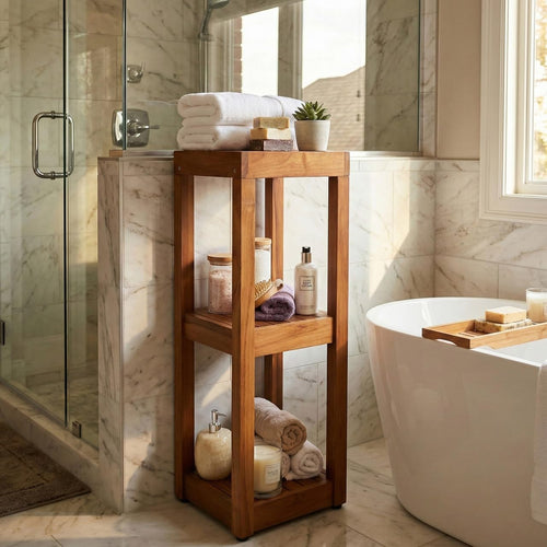 3-Tier Square Teak Bath Stand