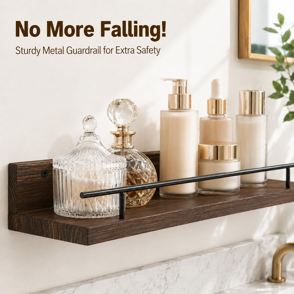 Set Of 3 Rustic Wall Floating Shelves