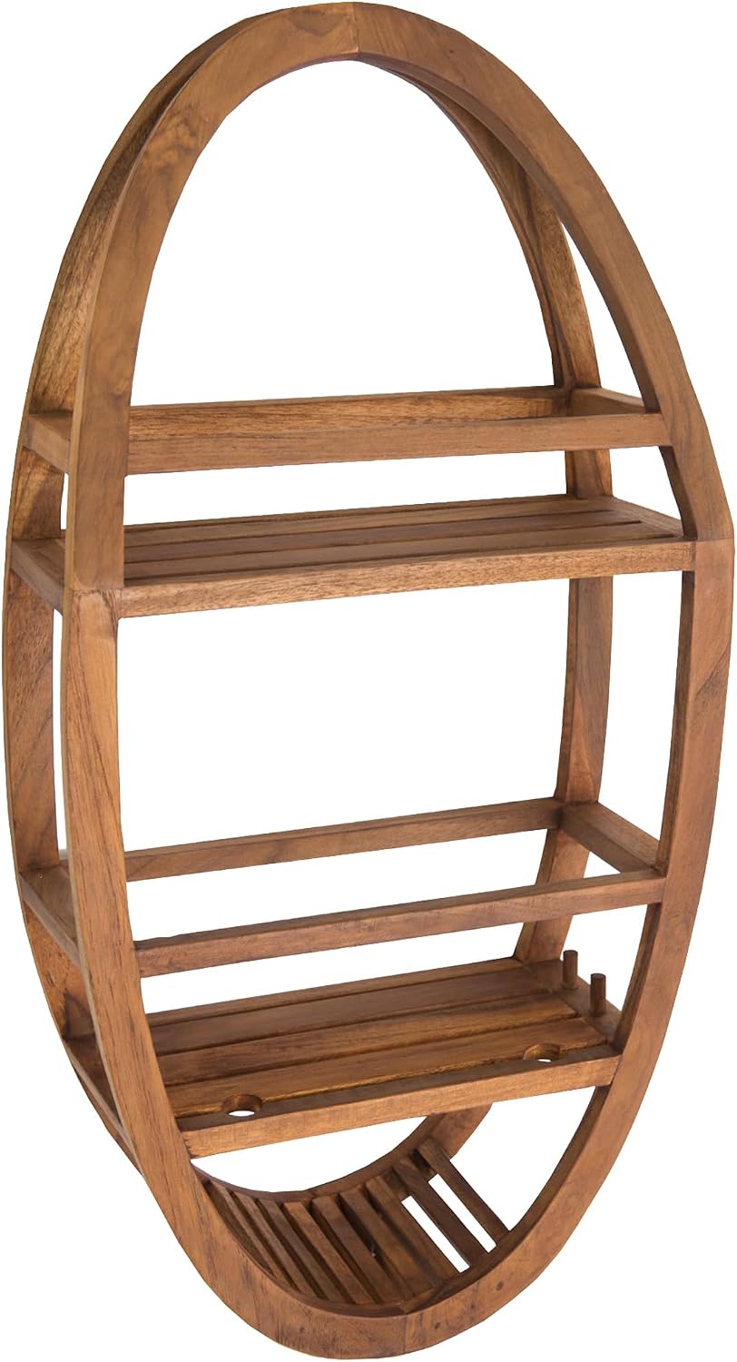Oval Teak Hanging Shower Caddy