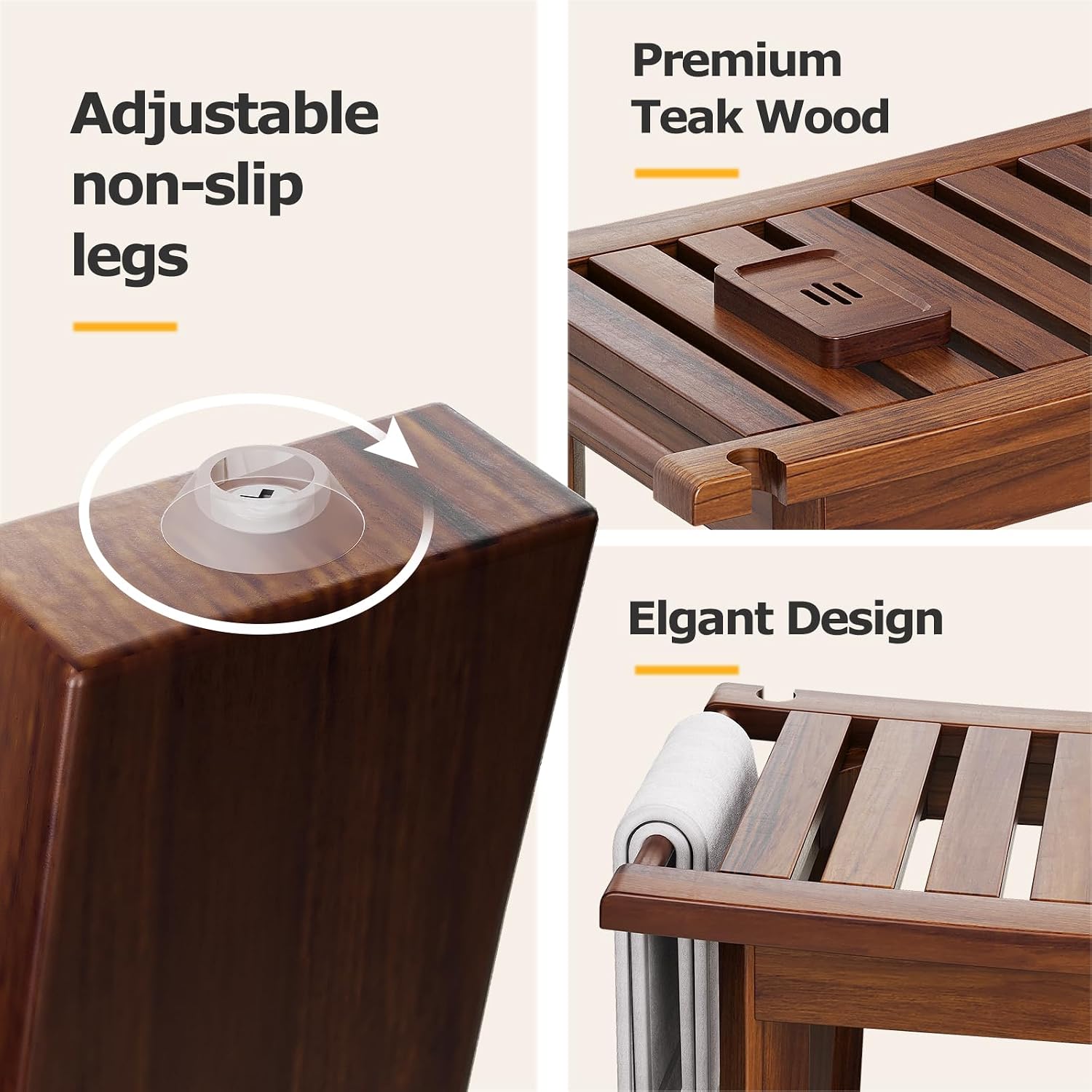 Teak Shower Bench With Storage Shelf