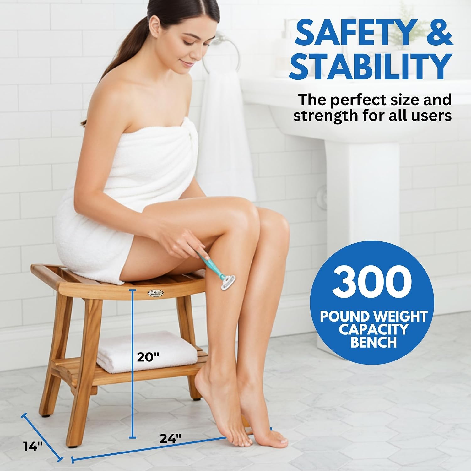 Teak Shower Bench Stool