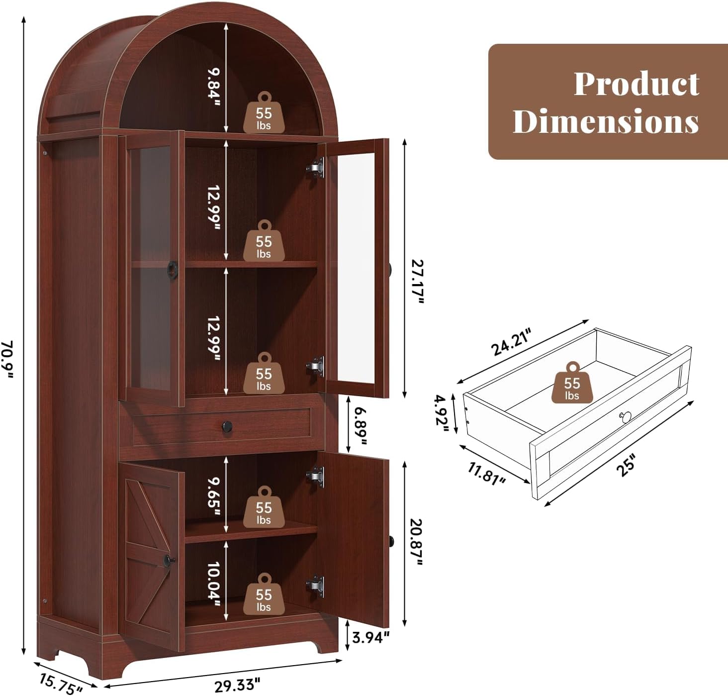 Brown Farmhouse Tall Storage Cabinet