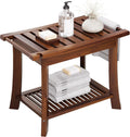 Teak Shower Bench With Storage Shelf