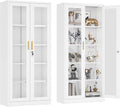 White Lockable Metal Glass Display Cabinet