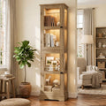 Yellow Oak RGB Slim Glass Storage Cabinet