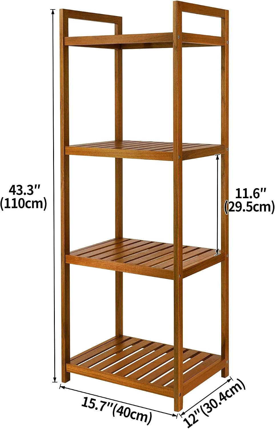 4-Tier Teak Freestanding Bath Shelf