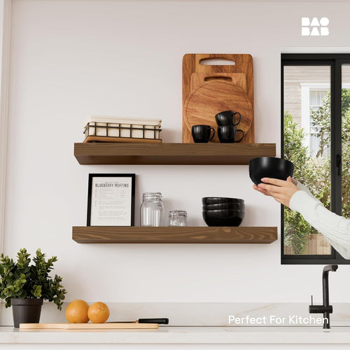 2-Pack Walnut Floating Shelves