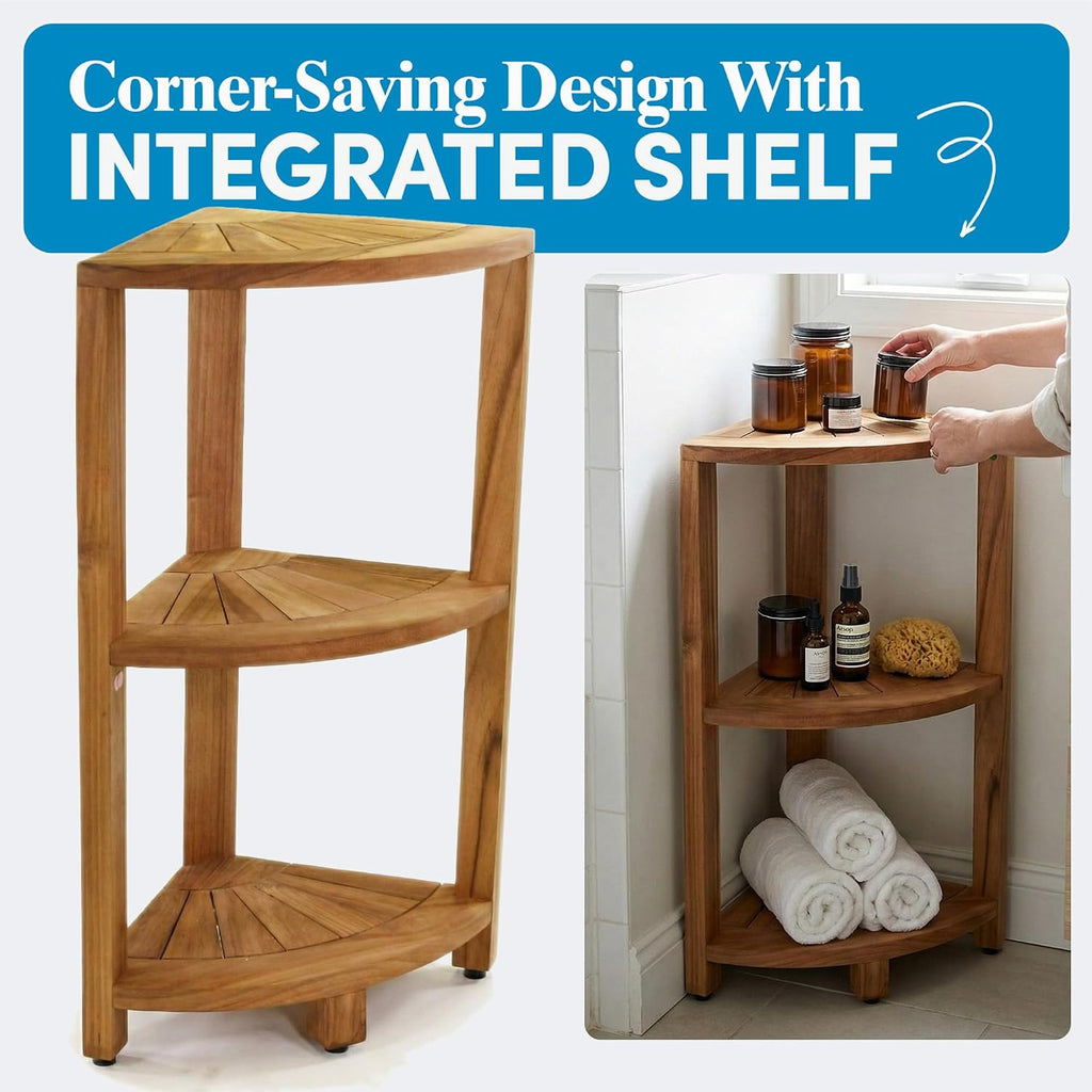 3-Tier Petite Kai Teak Corner Shelf