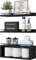 Black Floating Shelves With Cube & Metal Rail
