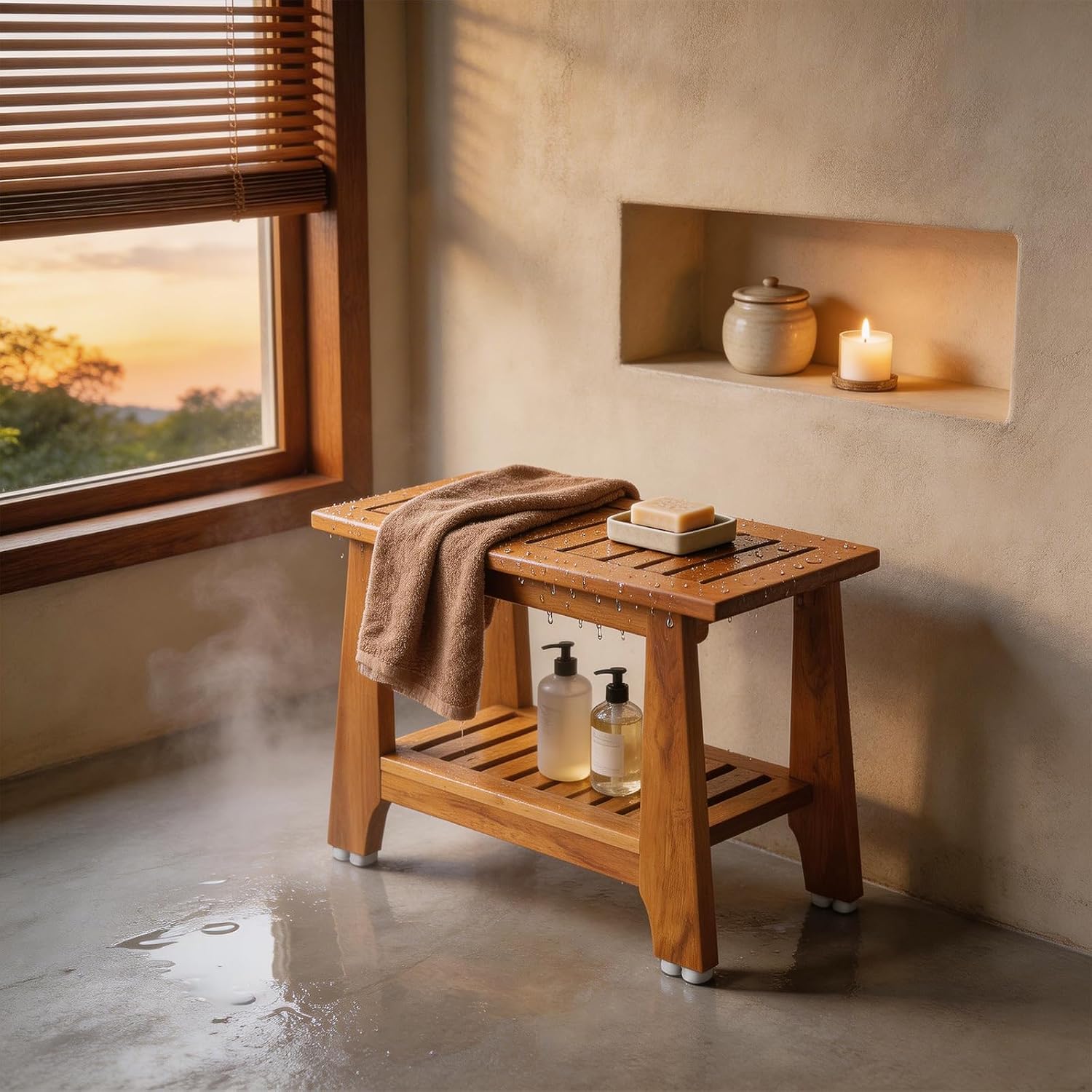 Teak Shower Bench Stool