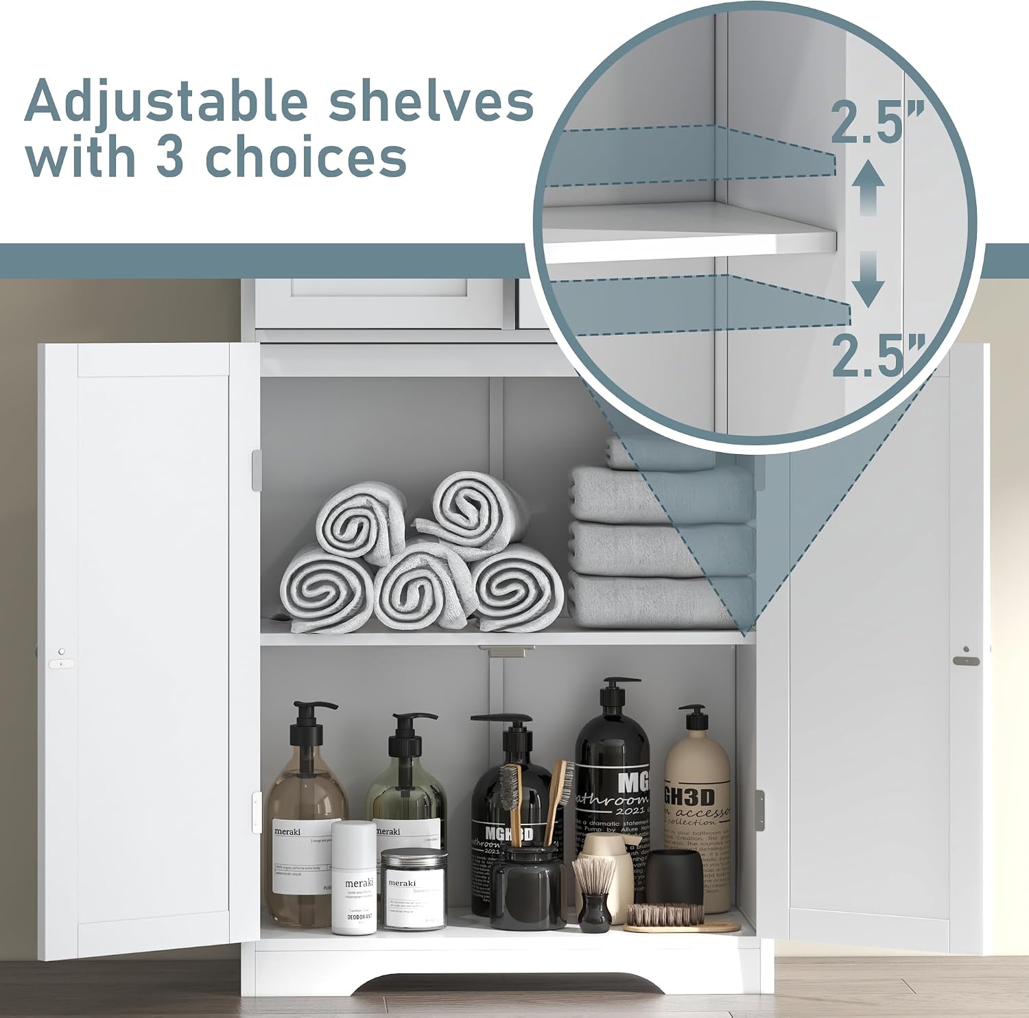 White Glass Tall Storage Cabinet