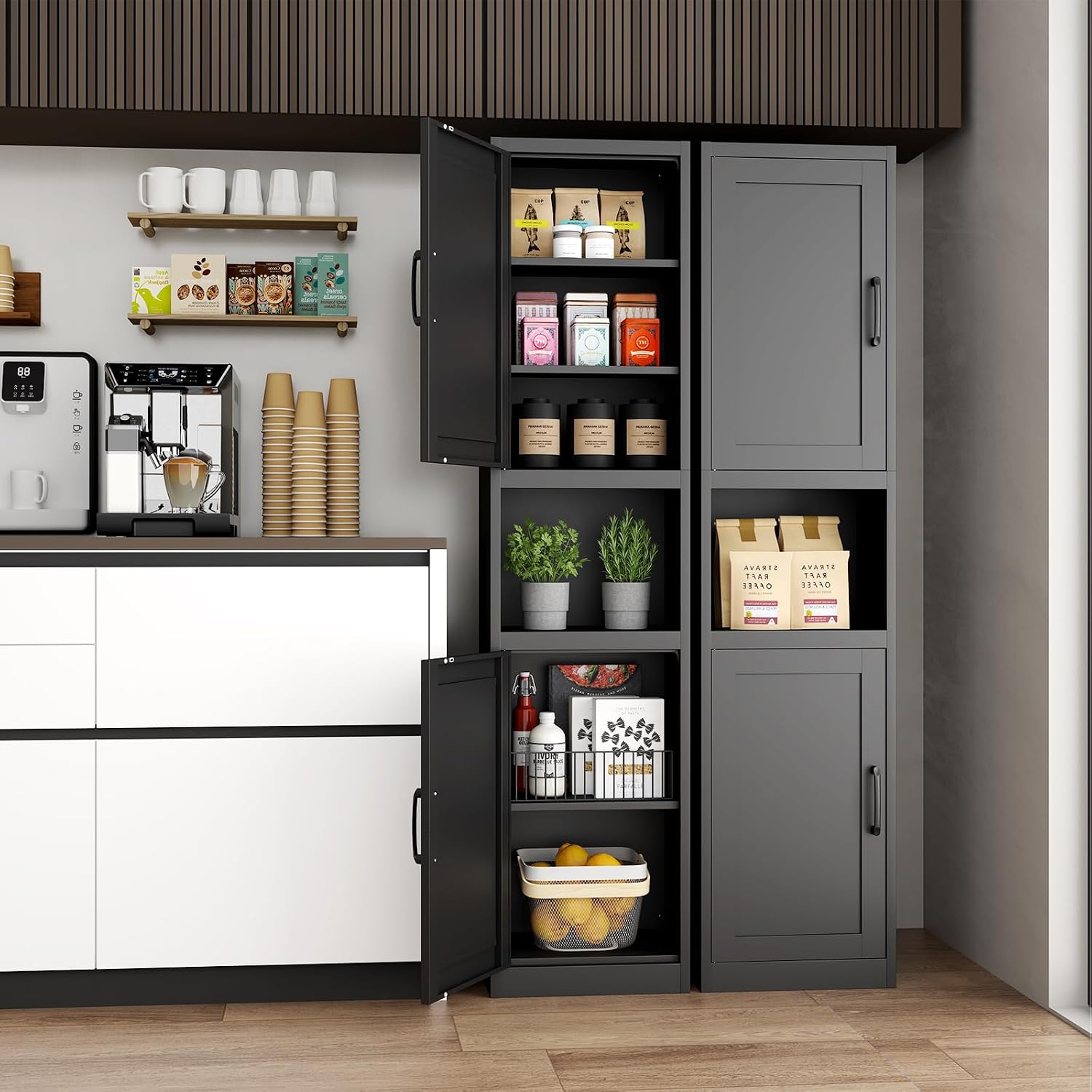 67in Black Slim Storage Cabinet