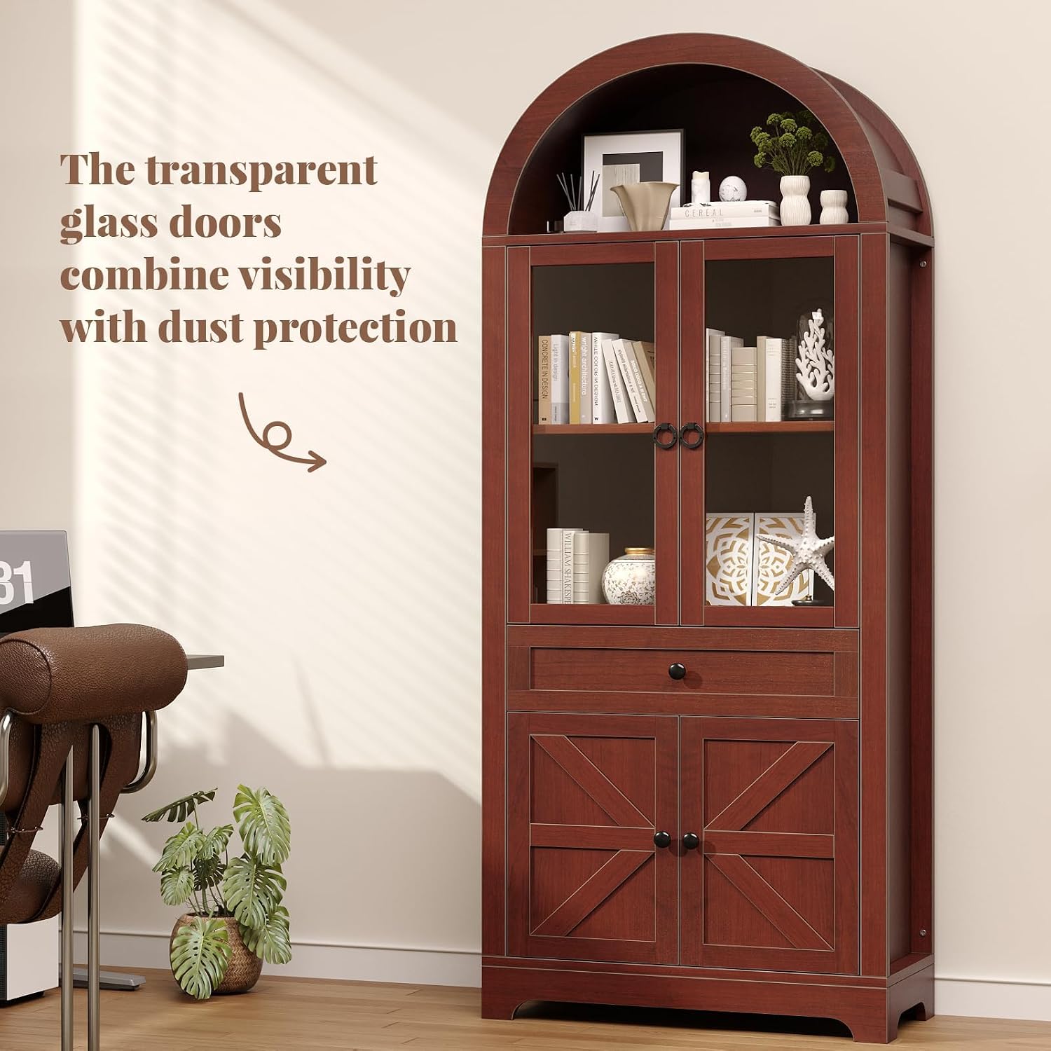 Brown Farmhouse Tall Storage Cabinet