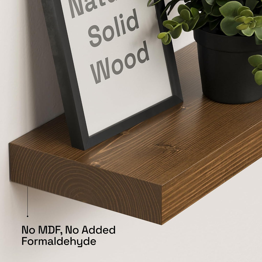2-Pack 16in Walnut Floating Shelves