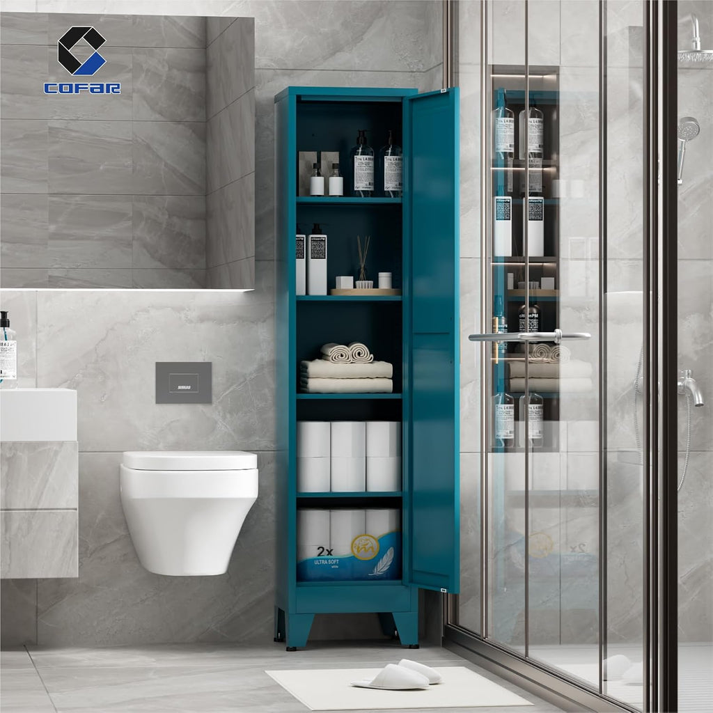 67in Blue Slim Storage Cabinet