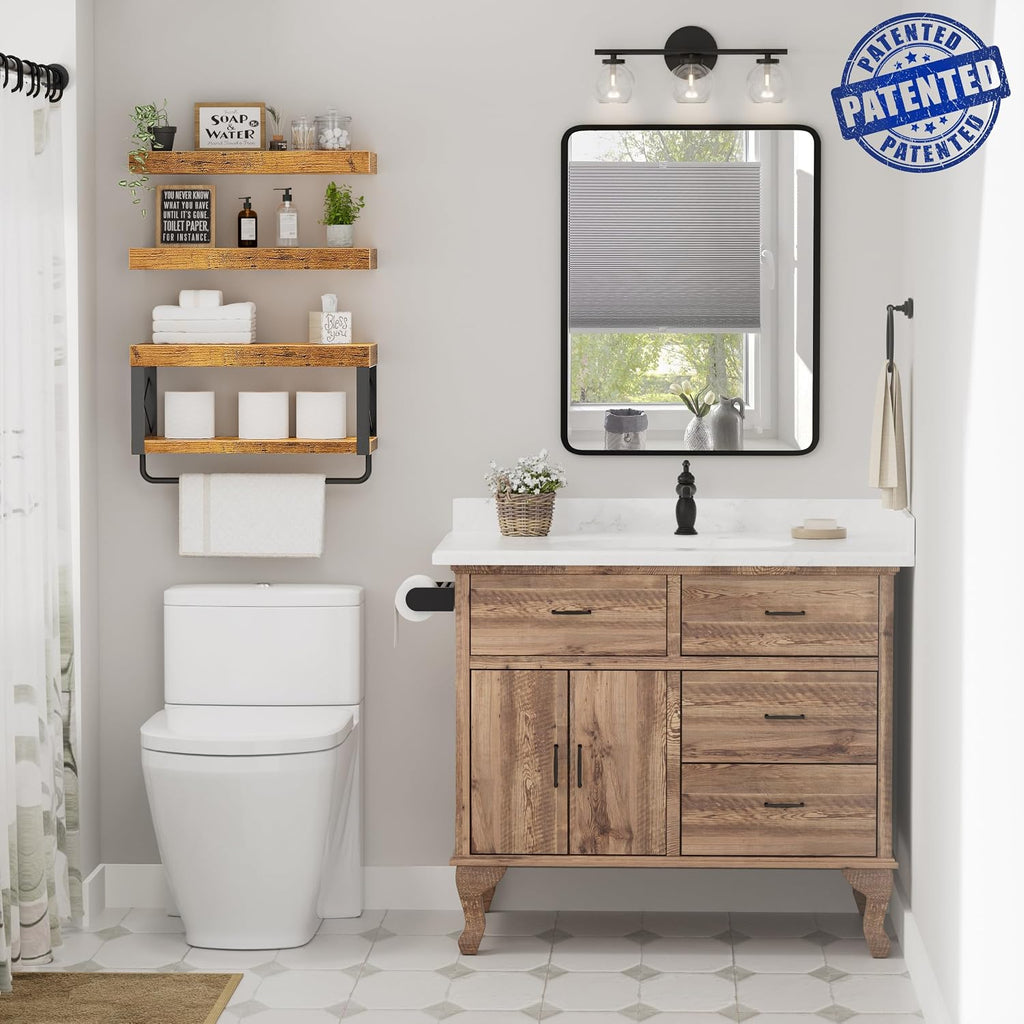 3-Pack 16in Rustic Floating Shelves