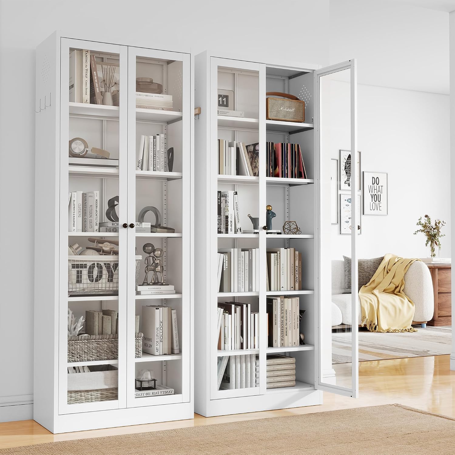 Steel Full Glass Tall Storage Cabinet